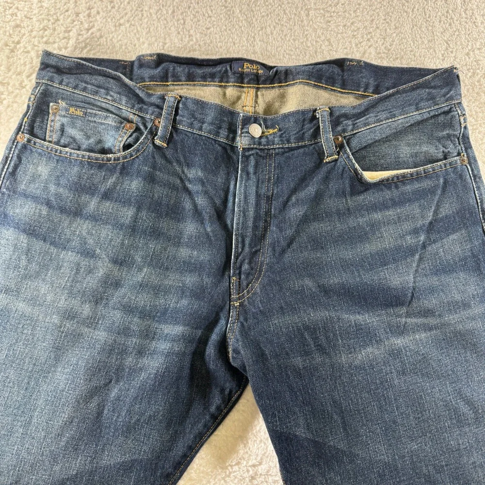 Polo Ralph Lauren Mens‎ Dark Blue Hampton Relaxed Straight Leg Denim Jeans 38x30